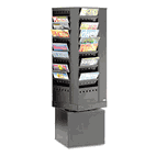 Safco Steel Rotary Magazine Rack, 44 Compartments, 14w x 14d x 48h, Black SAF4324BL