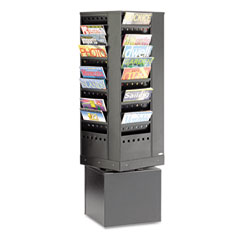 Safco Steel Rotary Magazine Rack, 44 Compartments, 14w x 14d x 48h, Black SAF4324BL