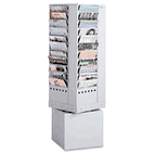 Safco Steel Rotary Magazine Rack, 44 Compartments, 14w x 14d x 48h, Gray SAF4324GR