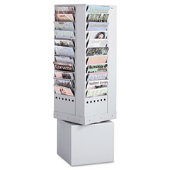 Safco Steel Rotary Magazine Rack, 44 Compartments, 14w x 14d x 48h, Gray SAF4324GR