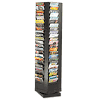 Safco Steel Rotary Magazine Rack, 92 Compartments, 14w x 14d x 68h, Black SAF4325BL