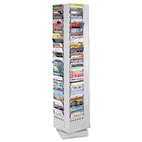 Safco Steel Rotary Magazine Rack, 92 Compartments, 14w x 14d x 68h, Gray SAF4325GR