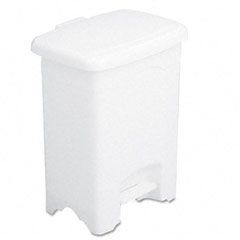Safco Step-On Receptacle, Rectangular, Plastic, 4 gal, White SAF9710WH