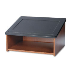 Safco Tabletop Lectern, 24w x 18-1/2d x 13-3/4h, Medium Oak/Black SAF8916MO