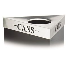 Safco Trifecta Waste Receptacle Lid, Laser Cut "CANS" Inscription, Stainless Steel SAF9560CZ