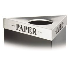 Safco Trifecta Waste Receptacle Lid, Laser Cut "PAPER" Inscription, Stainless Steel SAF9560PA
