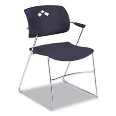 Safco Veer Series Stacking Chair With Arms, Sled Base, Black/Chrome, 4/Carton SAF4286BL