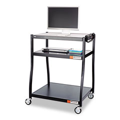 Safco Wide Base AV Cart, 3-Shelf, 35w x 28d x 54-1/2h, Black SAF8930BL