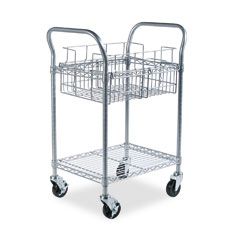 Safco Wire Mail Cart, 600lbs, 18-3/4w x 26-3/4d x 38-1/2h, Metallic Gray SAF5235GR