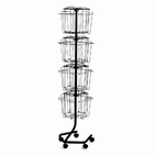 Safco Wire Rotary Display Racks, 16 Compartments, 15w x 15d x 60h, Charcoal SAF4139CH