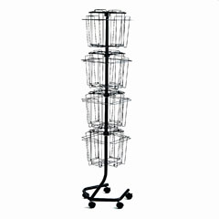 Safco Wire Rotary Display Racks, 16 Compartments, 15w x 15d x 60h, Charcoal SAF4139CH