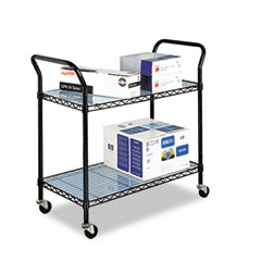 Safco Wire Utility Cart, 2-Shelf, 43-3/4w x 19-1/4d x 40-1/2h, Black SAF5337BL