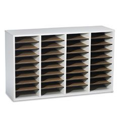 Safco Wood/Laminate Literature Sorter, 36 Sections, 39 3/8 x 11 3/4 x 24, Gray SAF9424GR