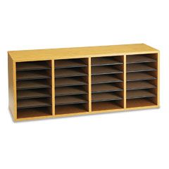 Safco Wood/Laminate Sorter, 24 Sections, 39 3/8 x 11 3/4 x 16 3/8, Medium Oak SAF9423MO