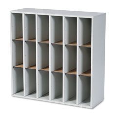 Safco Wood Mail Sorter with Adjustable Dividers, Stackable, 18 Compartments, Gray SAF7765GR