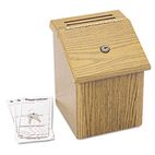 Safco Wood Suggestion Box, Latch Lid Key Lock, 7 3/4 x 7 1/2 x 9 3/4, Oak SAF4230MO