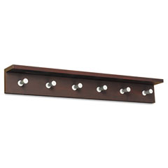 Safco Wood Wall Rack, 6 Hook, Mahogany SAF4222MH