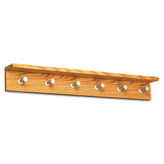 Safco Wood Wall Rack, 6 Hook, Medium Oak SAF4222MO