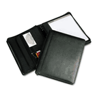 Samsill Leather Multi-Ring Zippered Portfolio, Two-Part, 1" Cap, 11 x 13-1/2, Black SAM15540