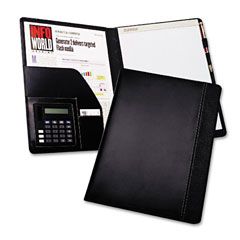 Samsill Pad Holder w/Calculator, Leather-Look/Faux Reptile Trim, Writing Pad, Black SAM71220