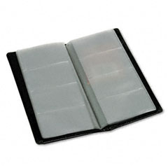 Samsill Regal Leather Business Card Binder Holds 96 2 x 3 1/2 Cards, Black SAM81240