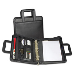 Samsill Vinyl Multi-Ring Zippered Portfolio, Two-Part, 2" Cap, 12-1/2 x 14-1/2, Black SAM15670