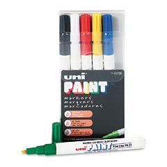 Sanford uni-Paint Markers, Fine Point, Assorted, 6/Set SAN63720