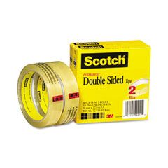 Scotch 665 Double-Sided Tape, 3/4" x 1296", 3" core, Transparent, 2 Rolls MMM6652P3436