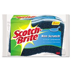 Scotch-Brite Non-Scratch Multi-Purpose Scrub Sponge, 4 2/5 x 2 3/5", Blue, 3/Pack MMMMP3