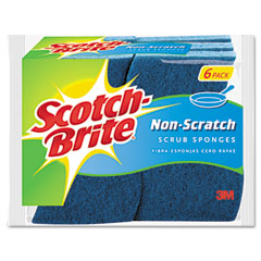Scotch-Brite Non-Scratch Multi-Purpose Scrub Sponge, 4 2/5 x 2 3/5", Blue, 6/Pack MMM526
