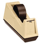 Scotch Heavy Duty Weighted Desktop Tape Dispenser, 3" core, Plastic, Putty/Brown MMMC25