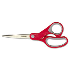 Scotch Multi-Purpose Scissors, Pointed, 8" Length, 3-3/8" Cut, Red/Gray MMM1428