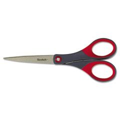 Scotch Precision Scissors, Pointed, 7" Length, 2-1/2" Cut, Gray/Red MMM1447