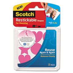Scotch Restickable Mounting Tabs, 7/8 x 7/8, 18/Pack MMMR100PNK