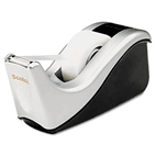 Scotch Value Desktop Tape Dispenser, Attached 1" core, Black/Silver MMMC60ST