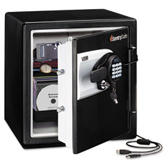 Sentry Safe Water Resistant Safe, 1.2 ft3, 16-11/32w x 19-5/16d x 17-27/32h, Black/Silver SENQE4531