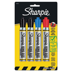 Sharpie King Size Markers, Chisel Tip, Blue/Red/Black, 4/Set SAN15674PP