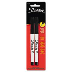 Sharpie Permanent Marker, Ultra Fine Point, Black, 2/Pack SAN37161PP