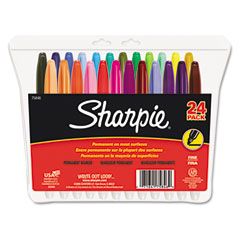 Sharpie Permanent Markers, Fine Point, Assorted, 24/Set SAN75846
