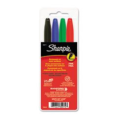 Sharpie Permanent Markers, Fine Point, Assorted, 4/Set SAN30074