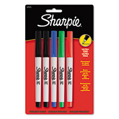 Sharpie Permanent Markers, Ultra Fine Point, Assorted Colors, 5/Set SAN37675