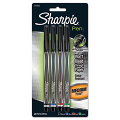 Sharpie Plastic Point Stick Permanent Water Resistant Pen, Assorted Ink, Medium, 4/Pack SAN1764002