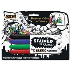 Sharpie Stained Permanent Fabric Marker, Assorted, 4/Set SAN1779004