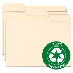 Smead 100% Recycled File Folders, 1/3 Cut, One-Ply Top Tab, Letter, Manila, 100/Box SMD10339