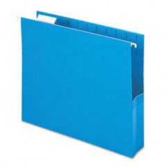Smead 2" Capacity Closed Side Flexible Hanging File Pockets, Letter, Sky Blue, 25/Box SMD64250
