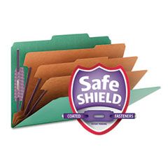 Smead 3" Expansion Classification Folder, 2/5 Cut, Legal, Eight-Section, Green, 10/Box SMD19097