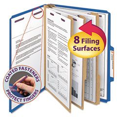 Smead 3" Expansion Classification Folder, 2/5 Cut, Letter, Eight-Section, Blue, 10/Box SMD14096