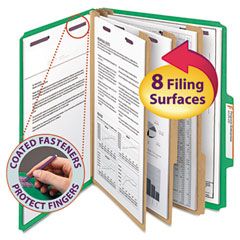 Smead 3" Expansion Classification Folder, 2/5 Cut, Letter, Eight-Section, Green, 10/Bx SMD14097