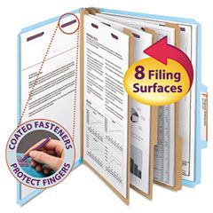 Smead 3" Expansion Classification Folder, 2/5 Tab, Letter, Eight-Section, Blue, 10/Box SMD14094