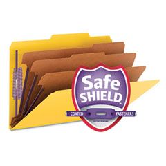 Smead 3" Expansion Classification Folders, 2/5 Cut, Legal, 8-Section, Yellow, 10/Box SMD19098